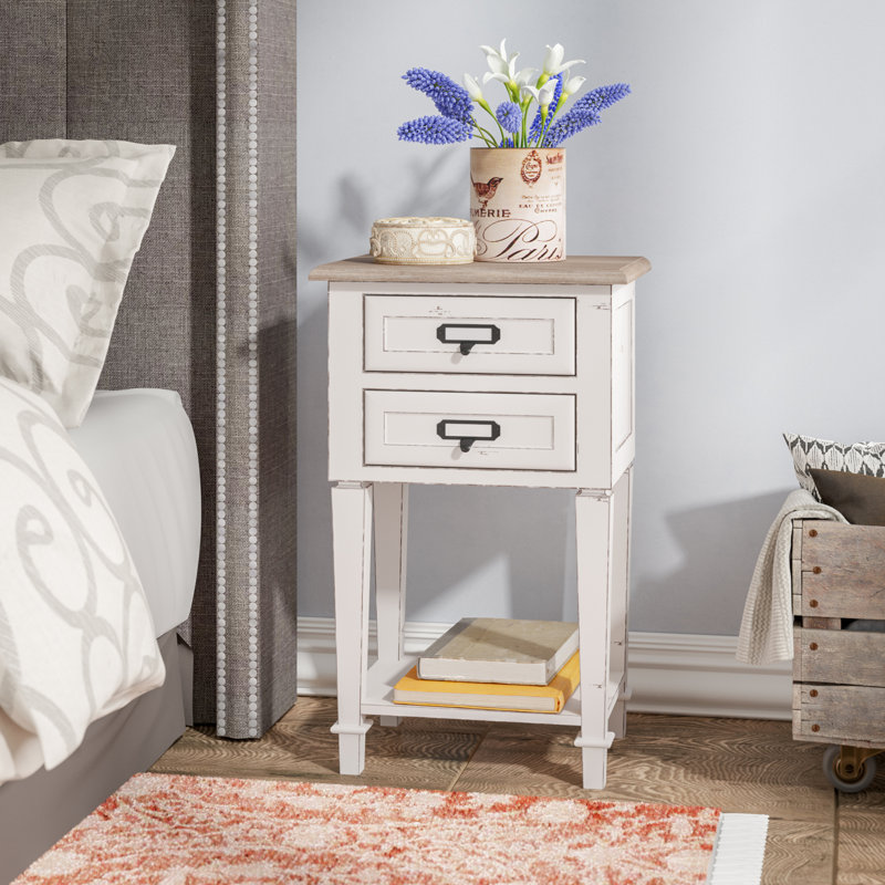 August Grove® Bitsy 2 Drawer Nightstand in White Wash & Reviews